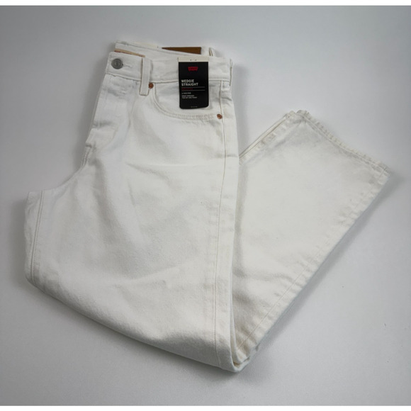 Levi's Premium Women Wedgie Straight Fit High Rise Jeans 30x26 White NWT - Picture 1 of 13